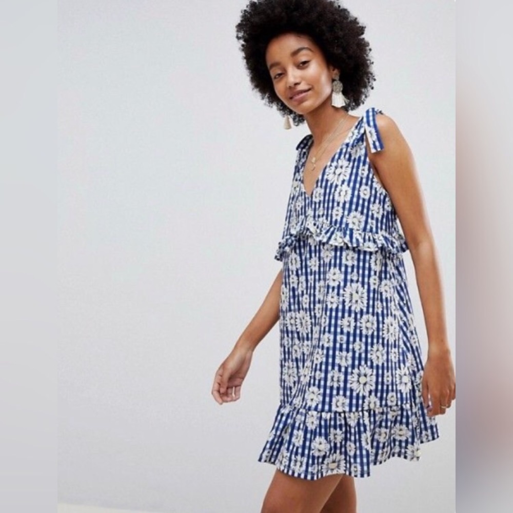 ASOS Blue and White Floral Mini Dress